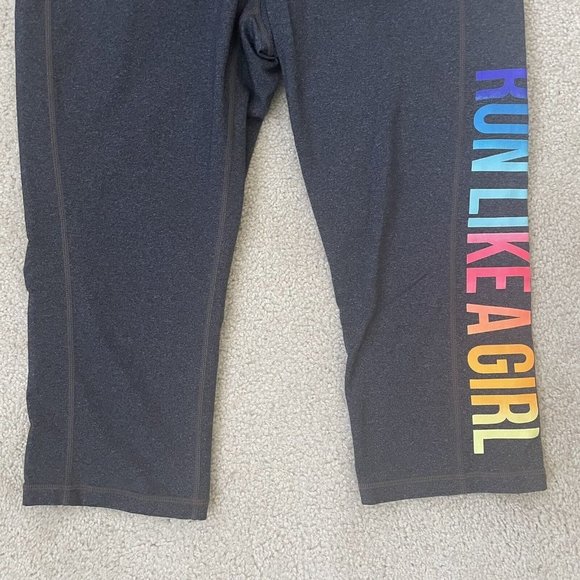 Ideology Crop Leggings Womens XL Run Like A Girl Colorful Capri Yoga Pants Grey - Picture 5 of 11